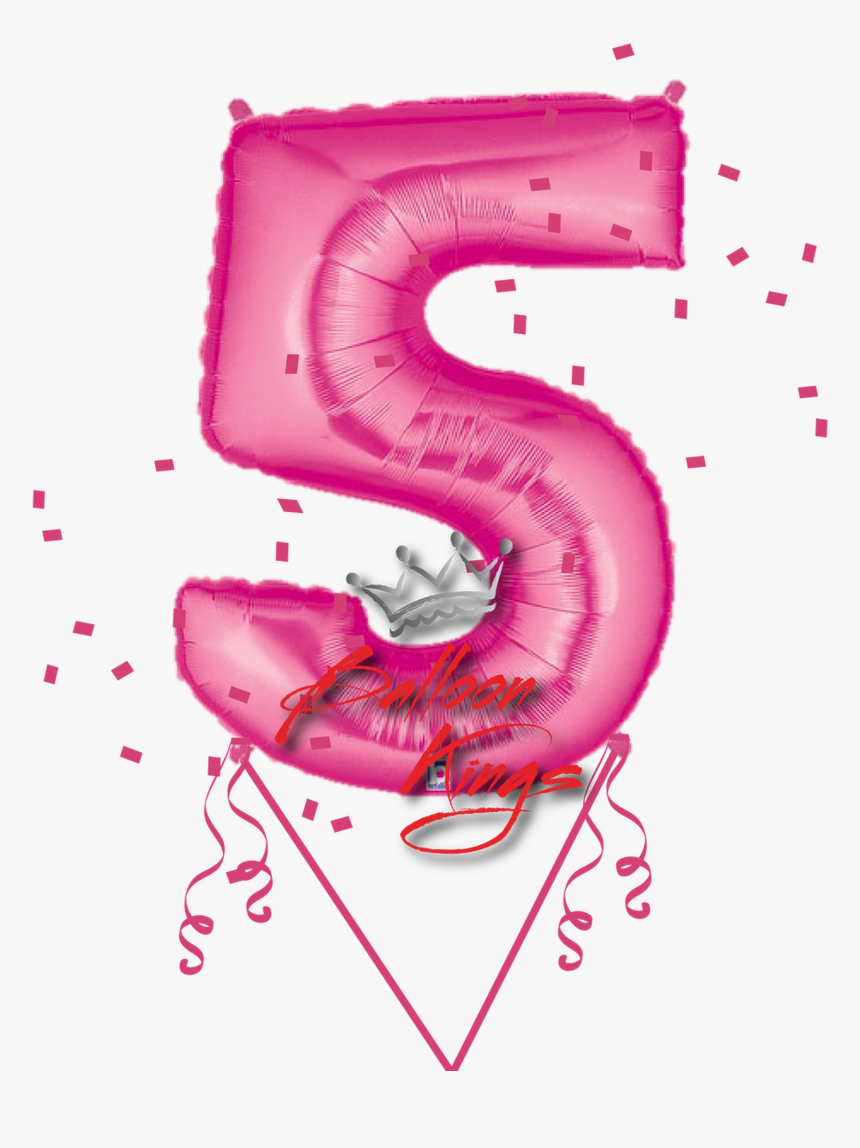 Pink Number - Number 5 Art Balloon, HD Png Download