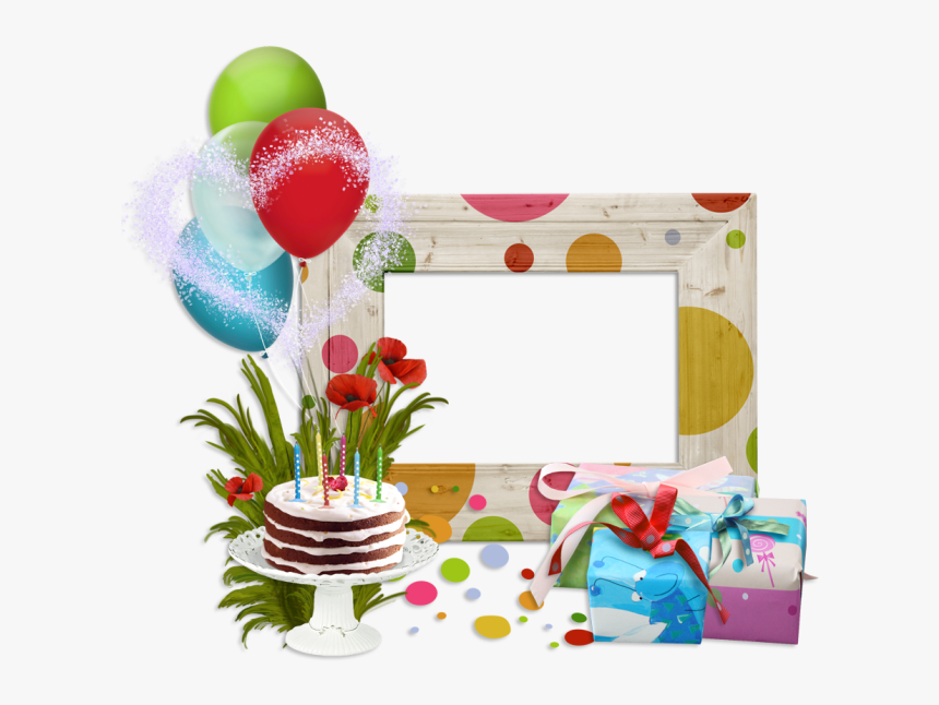 6 - Border Design Balloons And Cakes, HD Png Download