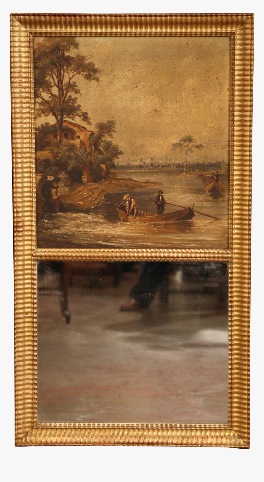 19th Century French Hand-painted Trumeau Mirror In - Picture Frame, HD Png Download