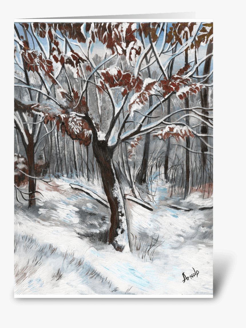 Snow On An Oak Tree Christmas Card Greeting Card - Snow, HD Png Download