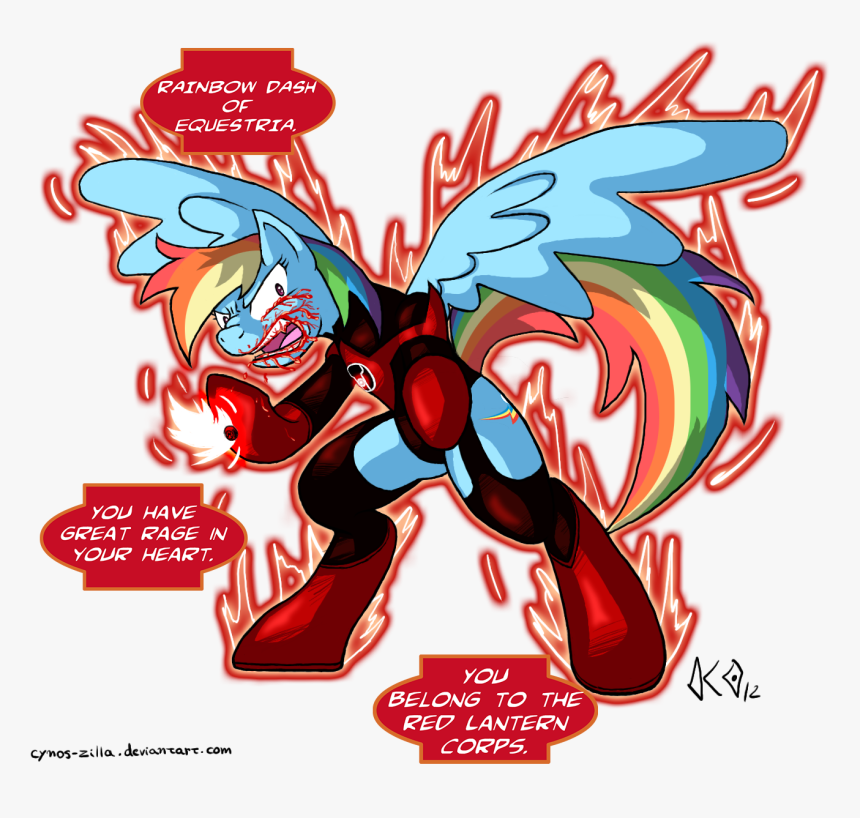 Cynos Zilla, Blackest Night, Blood, Dc Comics, Green - Rainbow Dash As A Red Lantern, HD Png Download