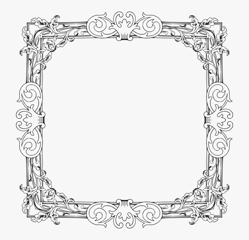 Picture Frame,line Art,serveware - Silver Floral Circle Frame Png, Transparent Png