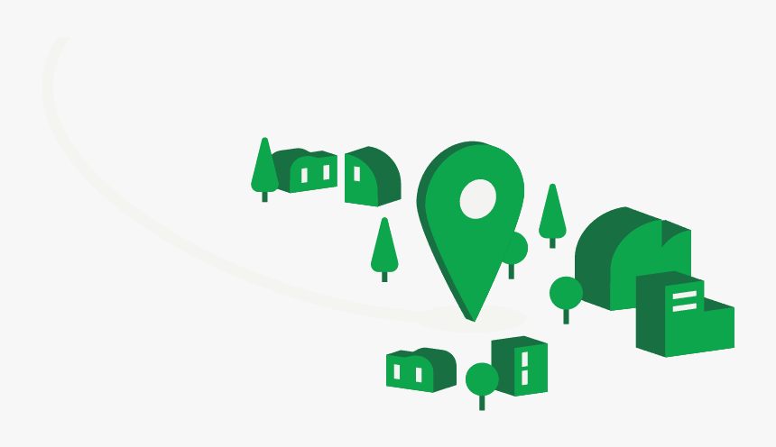 Residential Road With Homes And Buildings And A Map - Graphic Design, HD Png Download
