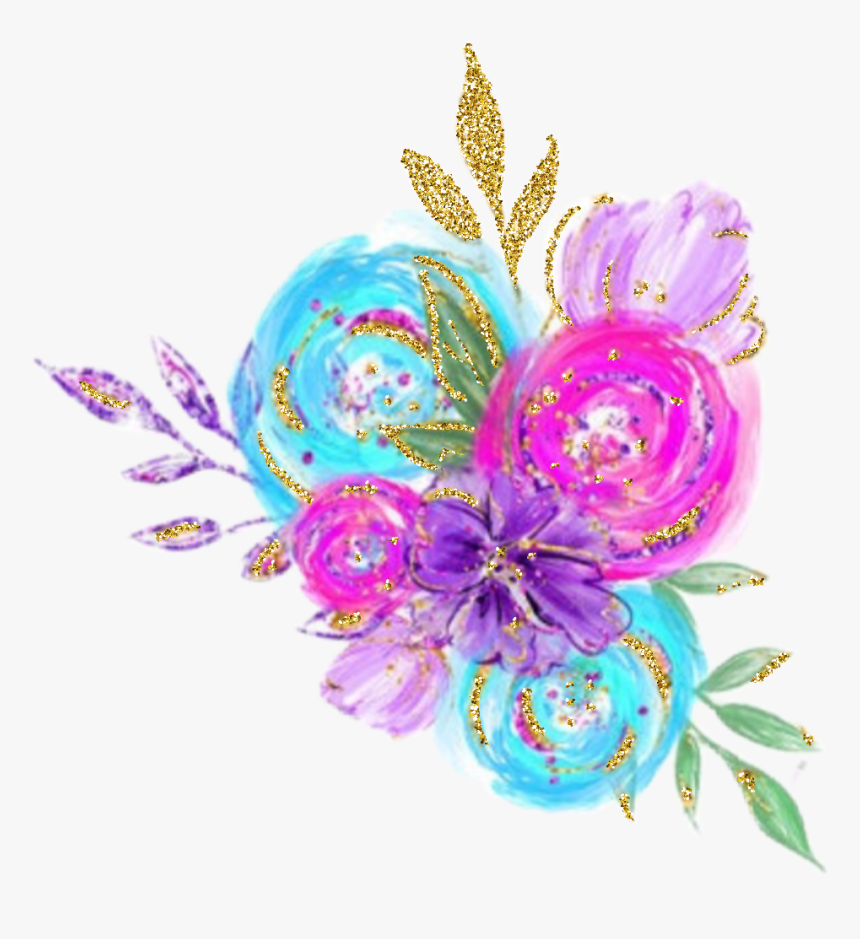 #watercolor #flowers #floral #bouquet #neon #spring - Craft, HD Png Download