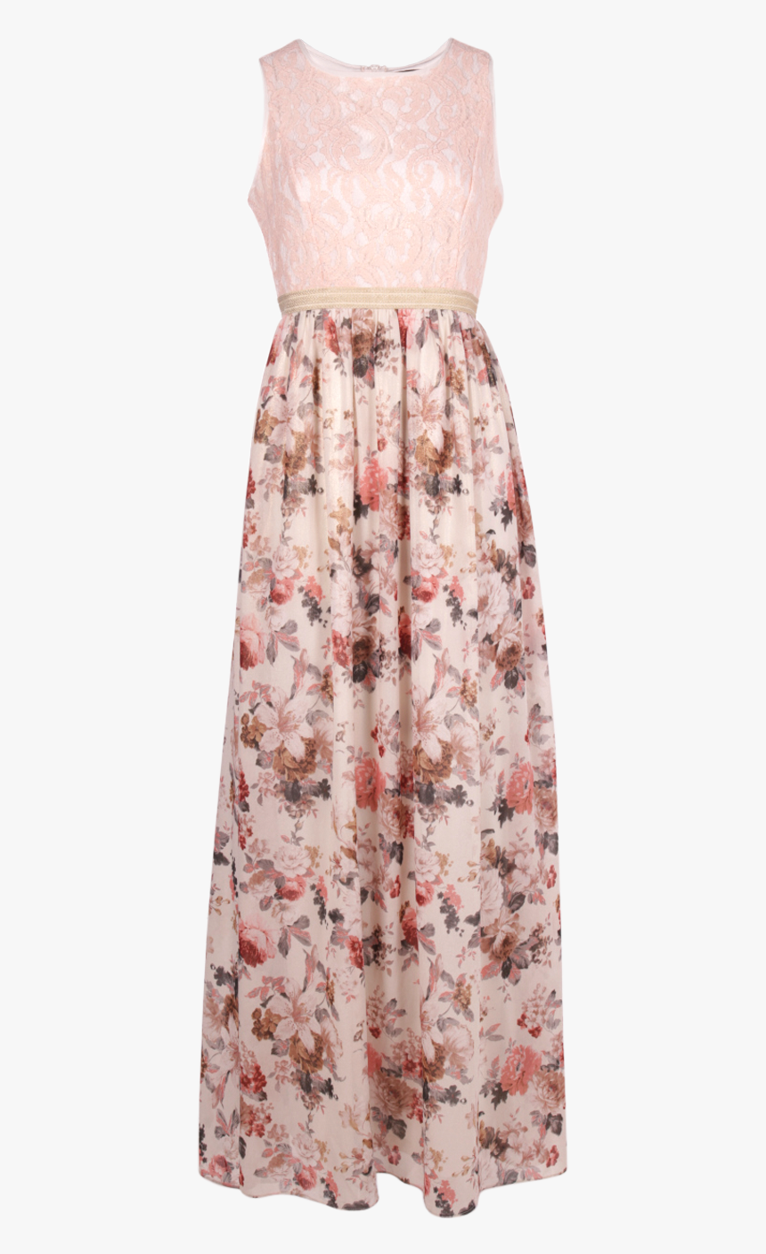 Floral Dress With Lace Top, HD Png Download