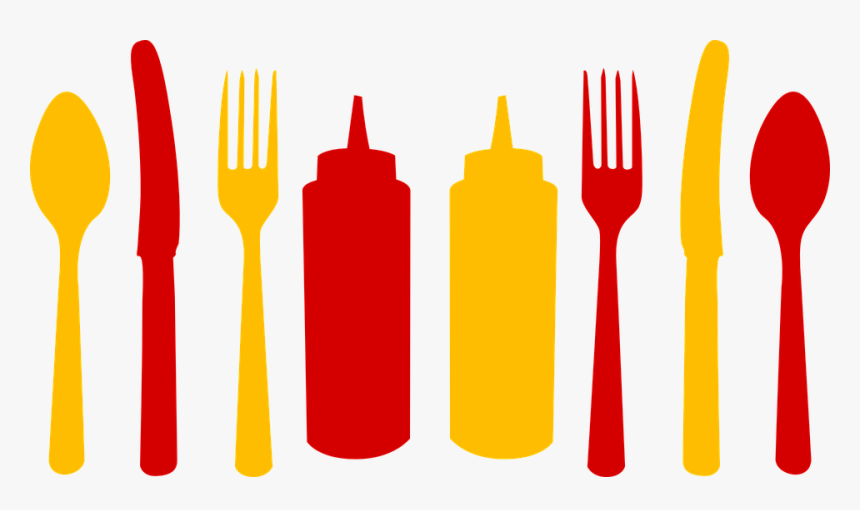 Bar, Ketchup, Cutlery, Spoon, Fork, Knife, Plastic, - Ketchup And Mustard Bottles Clipart, HD Png Download