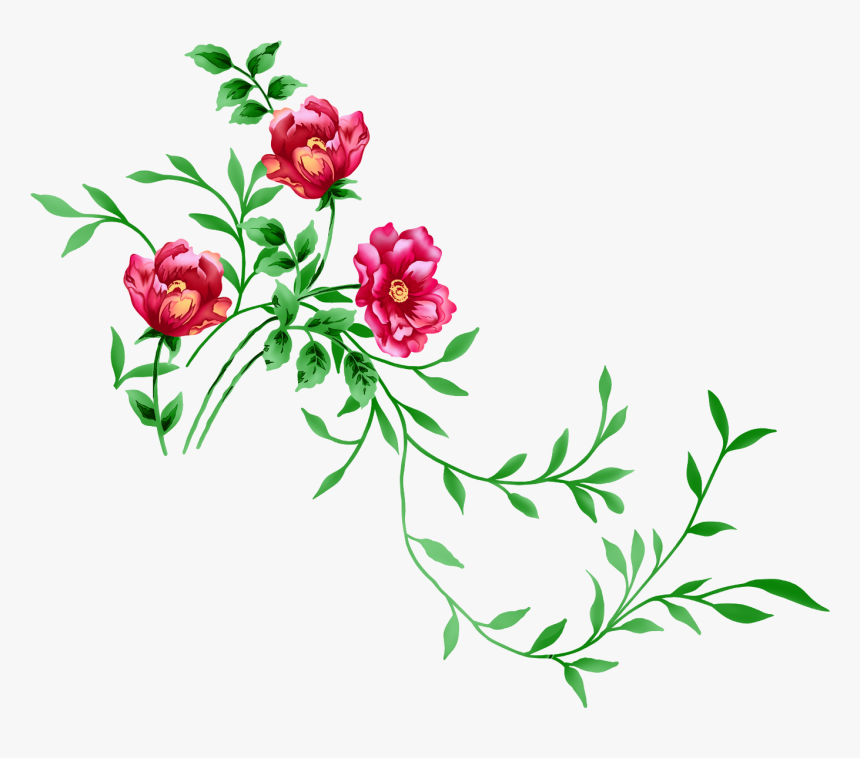 Red Floral Decor Png - Floral On Transparent Background, Png Download