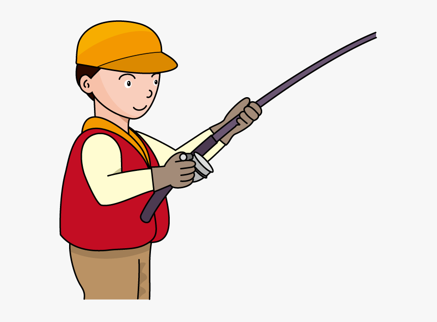Fishing Pole Fishing Rod And Reel Kid Clipart - Clipart Of A Fisherman, HD Png Download