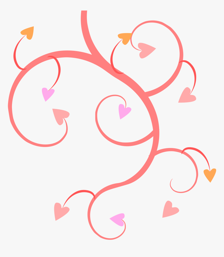 Growing Hearts Clip Arts - Swirls And Hearts Clip Art, HD Png Download