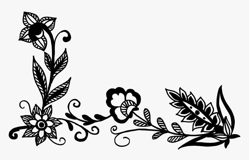 Corner Black White Flowers Hd Png Download Transparent Png Image Pngitem