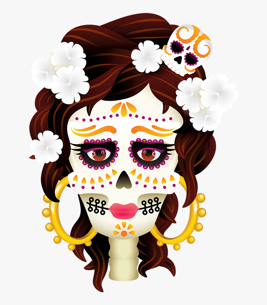 Day Of The Dead Candles Png - Clipart Transparent Catrina Day Mexican Skull With, Png Download
