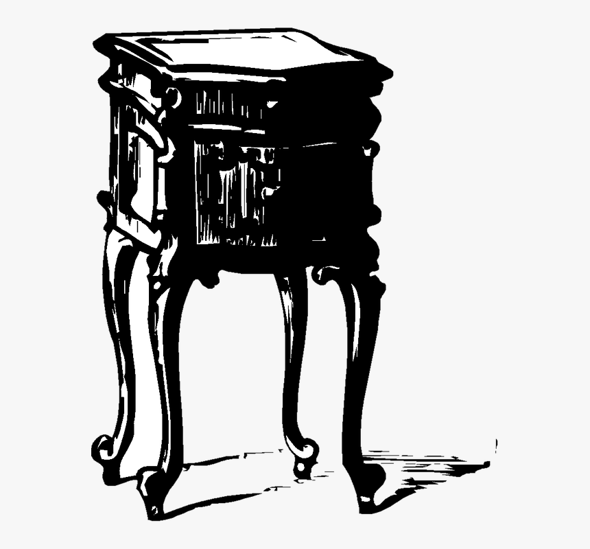Side, Table, Vintage, Folding, Furniture, Clip Art, - Vintage Side Table Illustration, HD Png Download