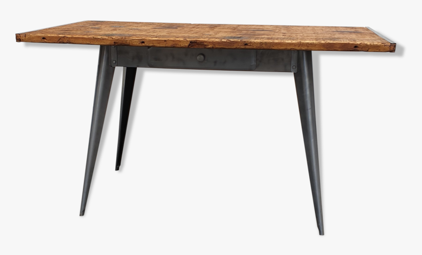 Old Table With Drawer Patina Graphite Metal Tolix, - Coffee Table, HD Png Download