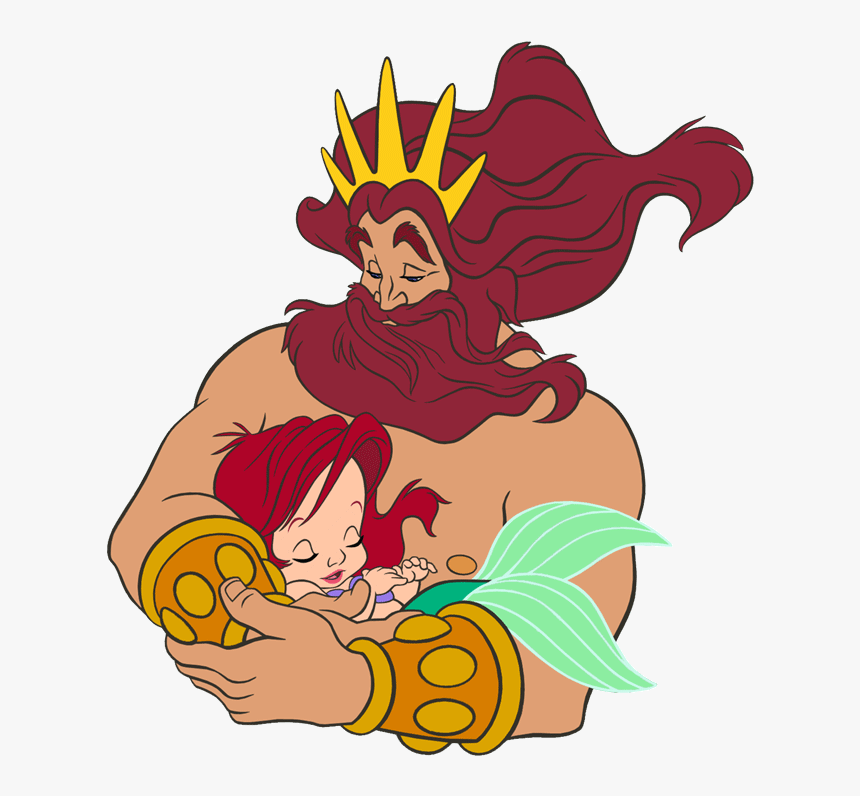 Había Una Vez En El Fondo Del Más Azul De Los Océanos, - King Triton And Baby Ariel, HD Png Download