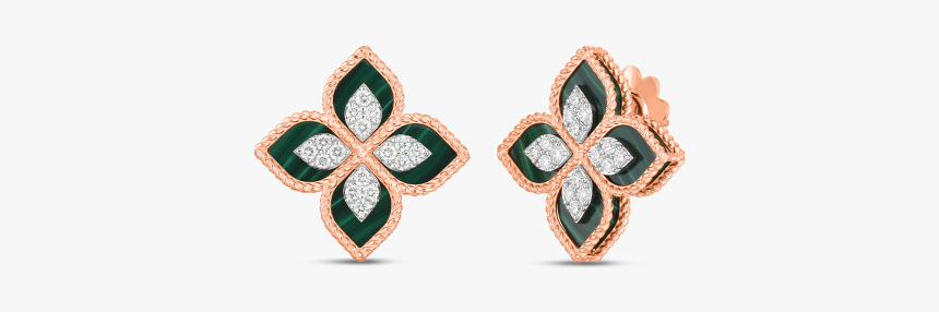 Roberto Coin Princess Flower Jade And Diamond Studs - Flower Earrings Roberto Coin Princess Collection Earrings, HD Png Download