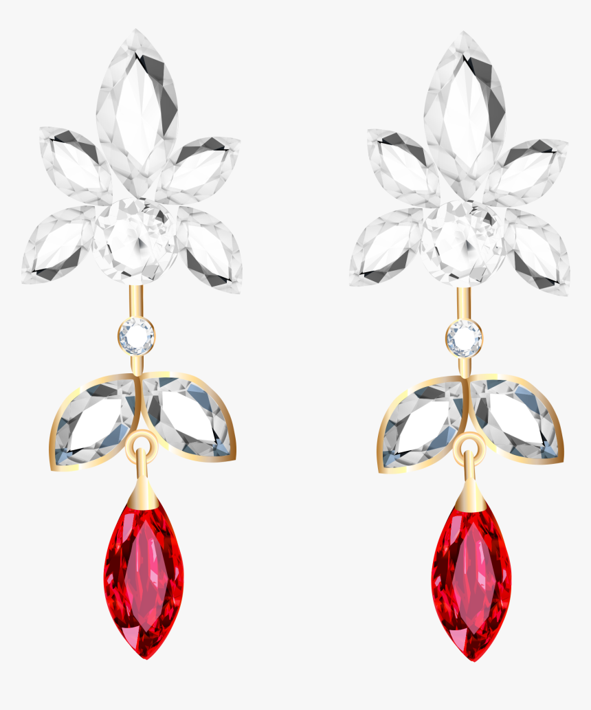 Transparent Diamond And Ruby Earrings Png Clipart - Earrings Clipart Transparent Background, Png Download