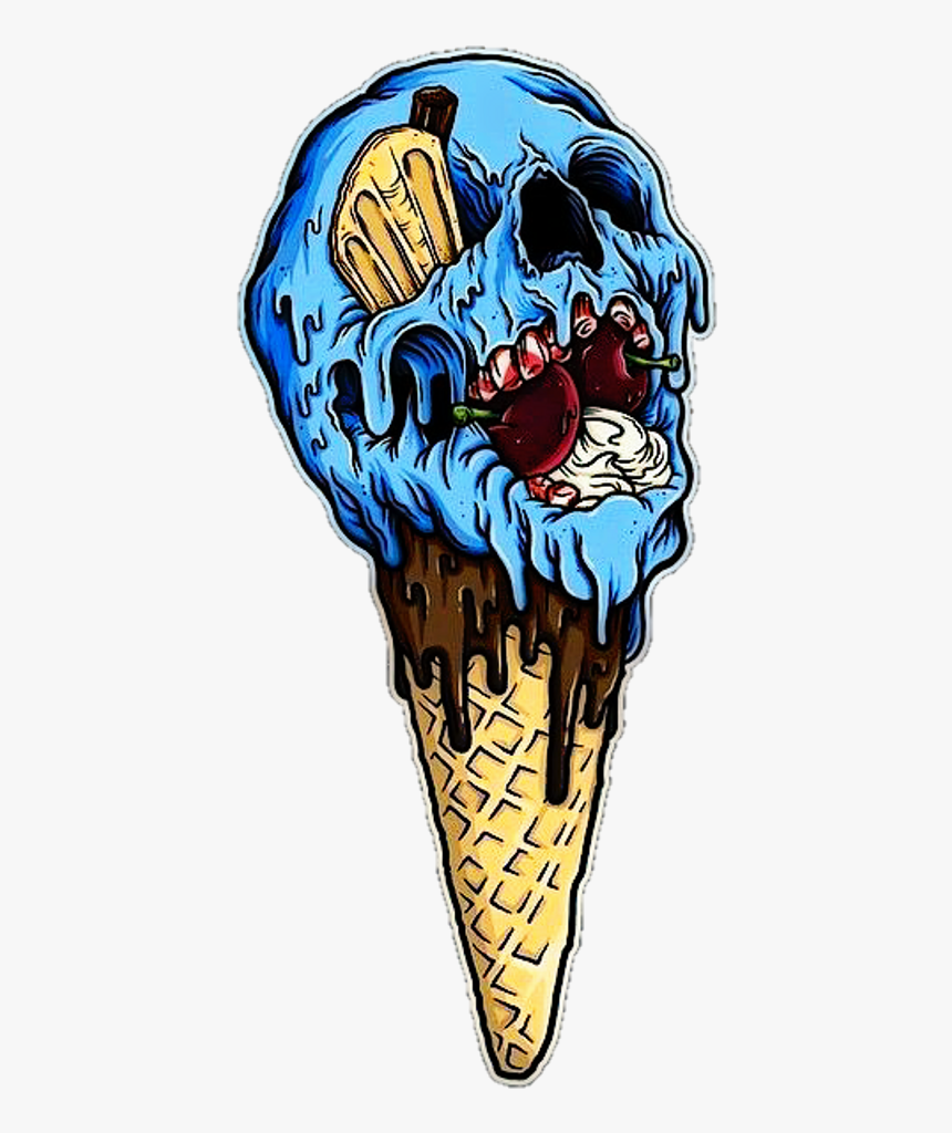 Sorvete Zombie Zombies Zombieapocalypse Sorvete Zumbi - Ice Cream Cone Skull, HD Png Download