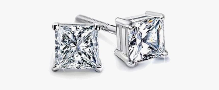 Prong Set Princess Diamond Stud Earrings - Earrings, HD Png Download