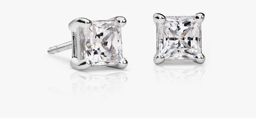 Princess Cut Diamond Studs - Earring, HD Png Download