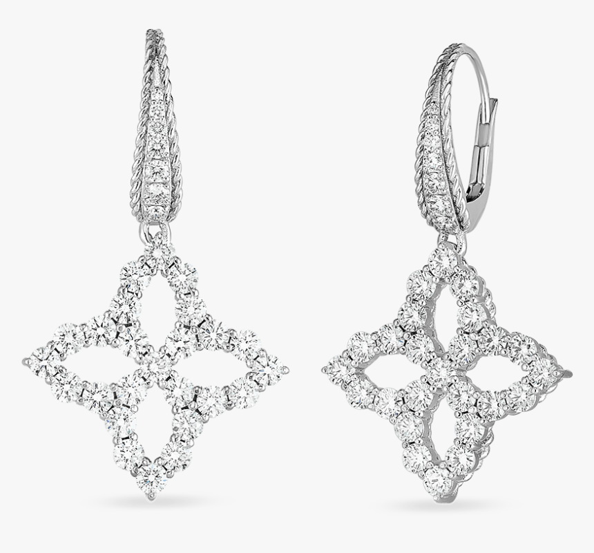 Roberto Coin Princess Flower Cutout Diamond Drop Earrings, HD Png Download