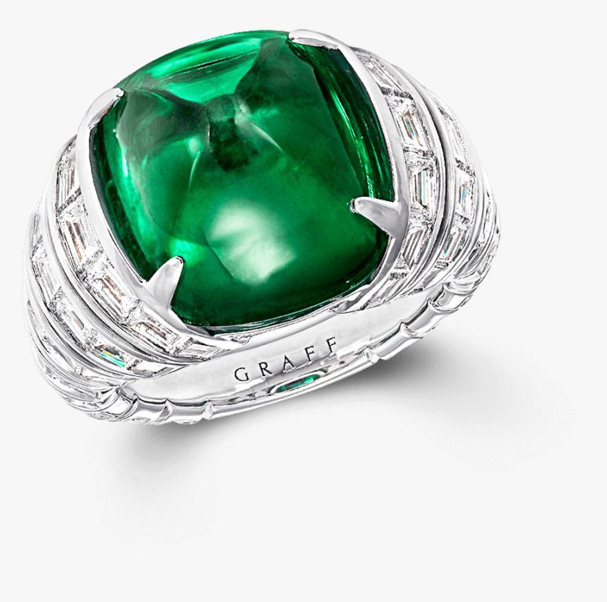 A Graff Cabochon Colombian Emerald And Diamond Ring - Engagement Ring, HD Png Download