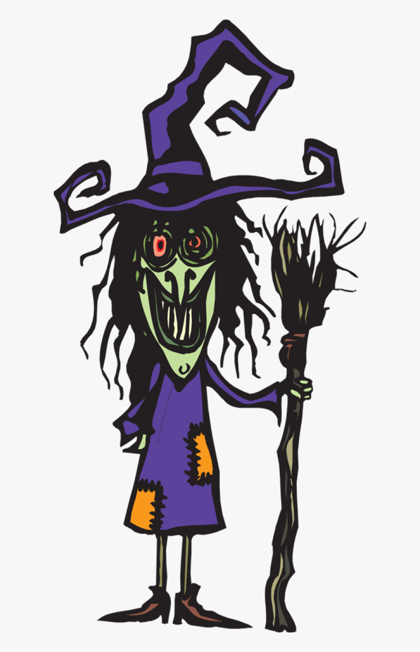 Ugly Witch With Her Broom - Ugly Witch Clipart, HD Png Download