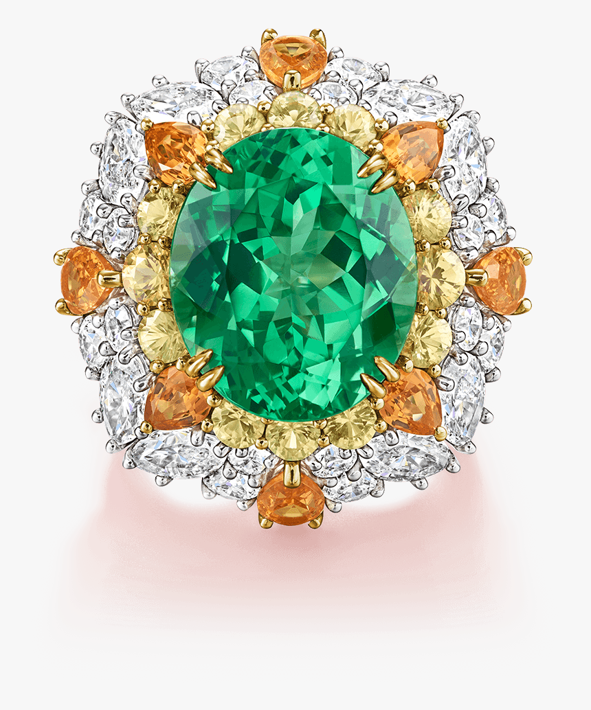 Tsavorite Garnet Ring With Yellow Sapphires, Mandarin - Winston Candy, HD Png Download