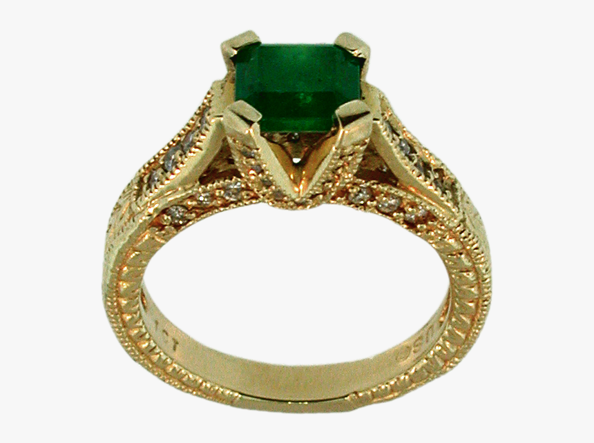 14k Gold Emerald Ring - Engagement Ring, HD Png Download