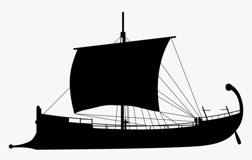 Ancient, Ship, Silhouette, Antiquity, Sailing, Boat - Ancient Greek Ship Silhouette, HD Png Download