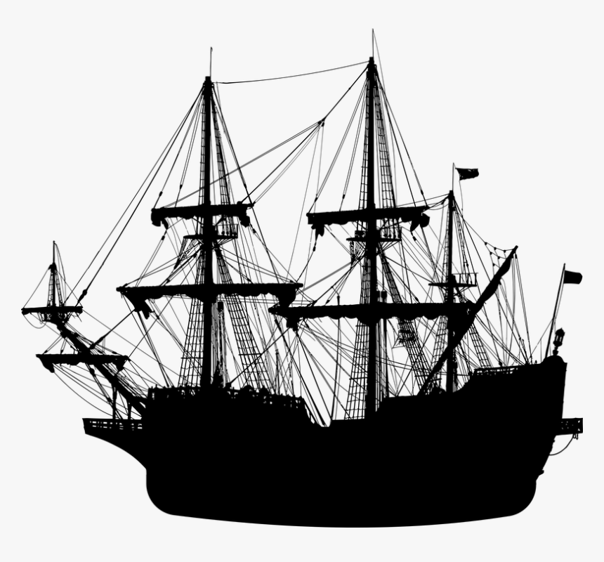 Ship, Boat, Silhouette, Vessel, Vehicle, Transportation - Sail Ship Silhouette, HD Png Download