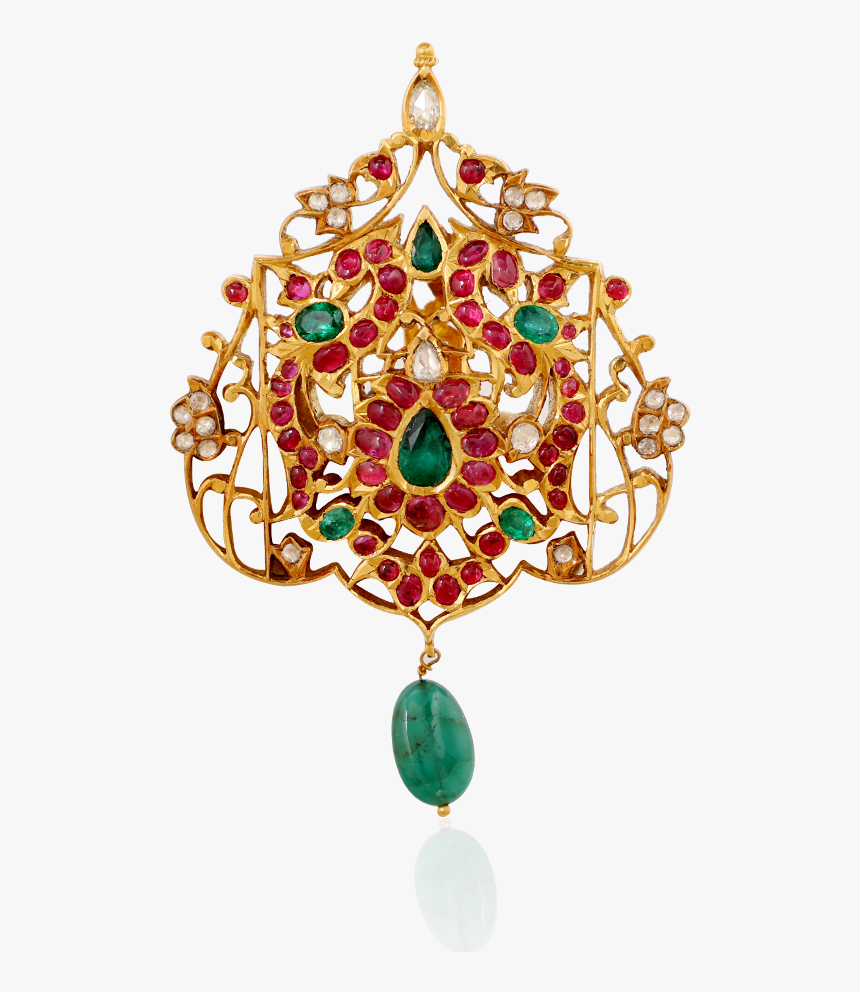 Peacock Plumes Ruby Emerald Pendant - Emerald, HD Png Download