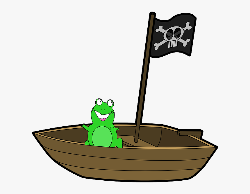 Boat, Frog, Smiling, Green, Pirate, Flag, Skull - Girl On Boat Clipart, HD Png Download