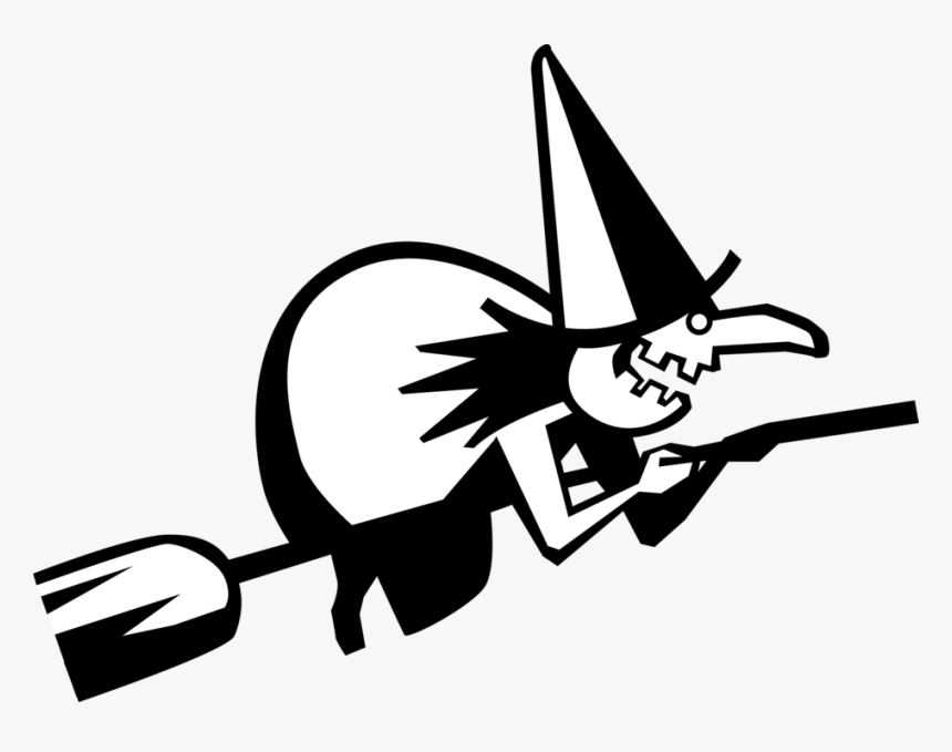 Vector Illustration Of Halloween Sorceress Witch Rides, HD Png Download