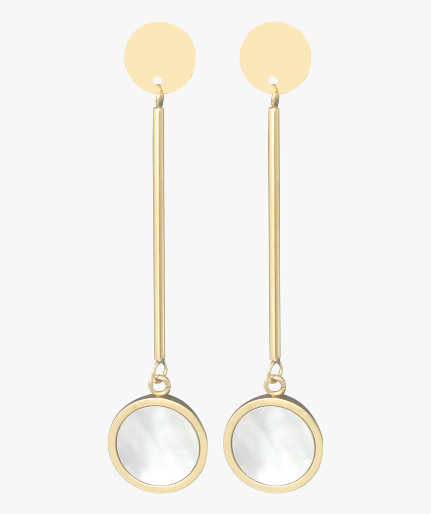 Arete Dorado Largo Con Circulo Plateado Aa18060172 - Earrings, HD Png Download