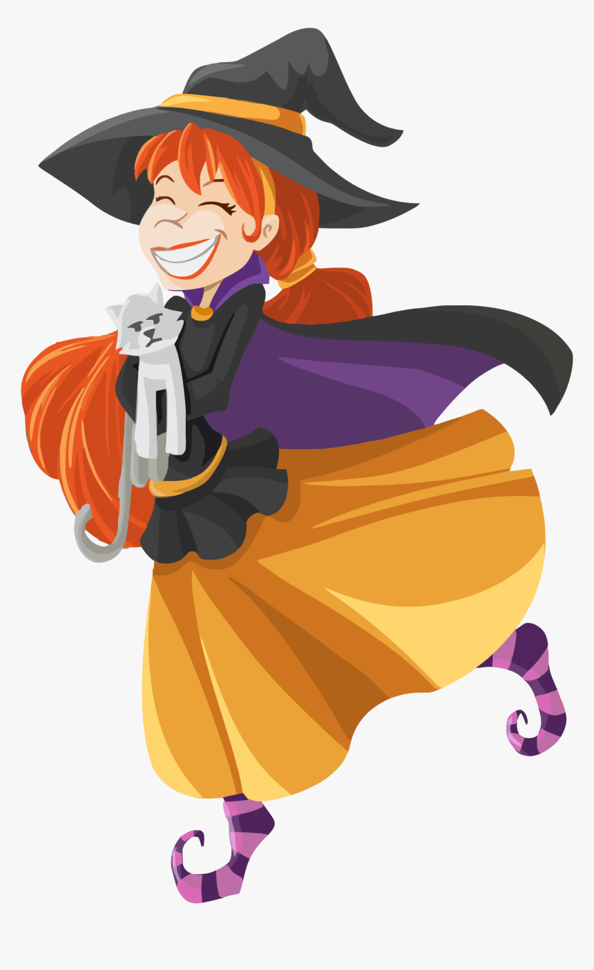 Happy Cartoon Witch Isolated Clip Arts - Clipart Cartoon Witch, HD Png Download