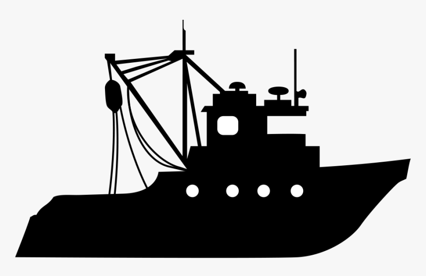 Crane Clipart Ship - Silhouette Fishing Boat Clip Art, HD Png Download