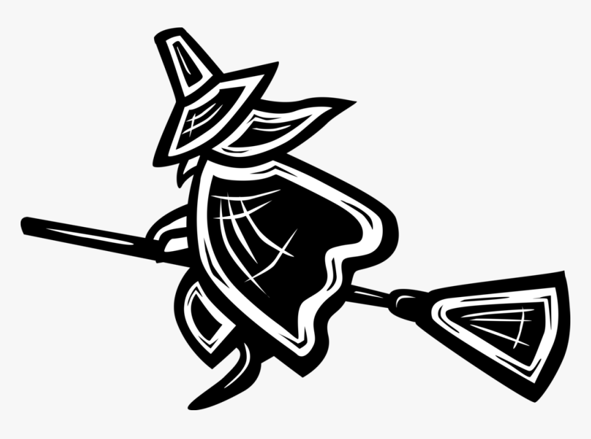 Vector Illustration Of Halloween Sorceress Witch Flying - Jack-o'-lantern, HD Png Download