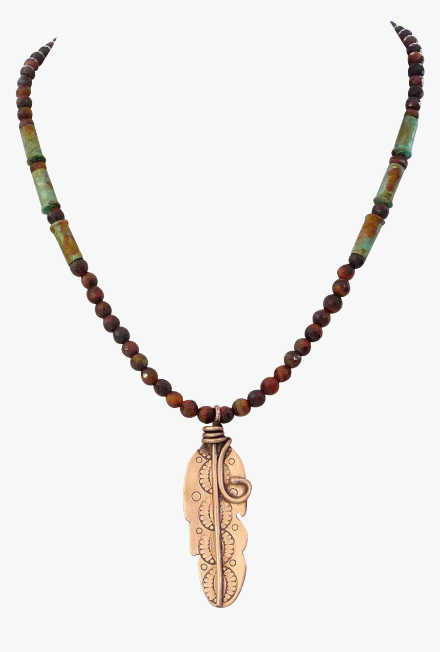 Tiger Eye Copper Feather Bullet Shell Casing Necklace - Collares De Madera Para Hombres, HD Png Download