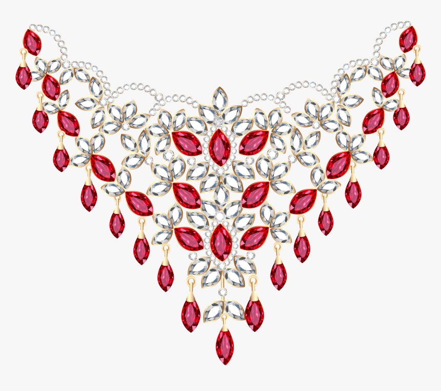 Transparent Diamond And Ruby Necklace Png Clipart - Transparent Background Jewellery Clipart, Png Download