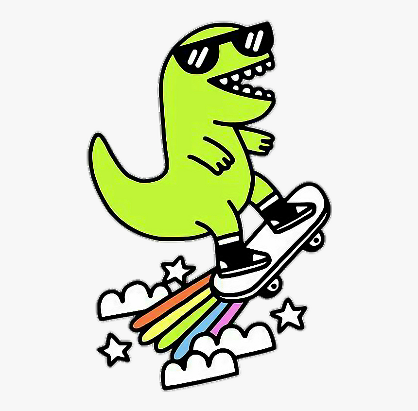 #dinosaur #tumblr #rainbow - T Rex Skateboard, HD Png Download