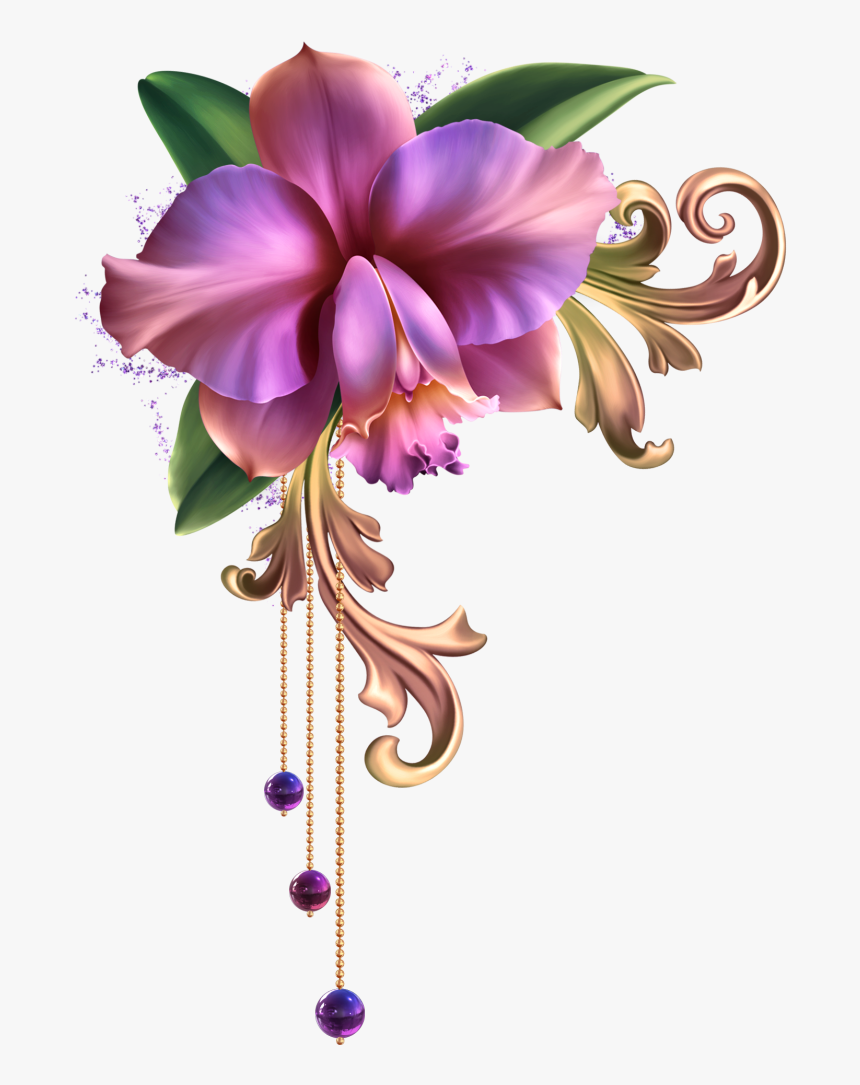 #flower #flowers #decoration #border #borders #terrieasterly - Orchid Flower Frame Png, Transparent Png