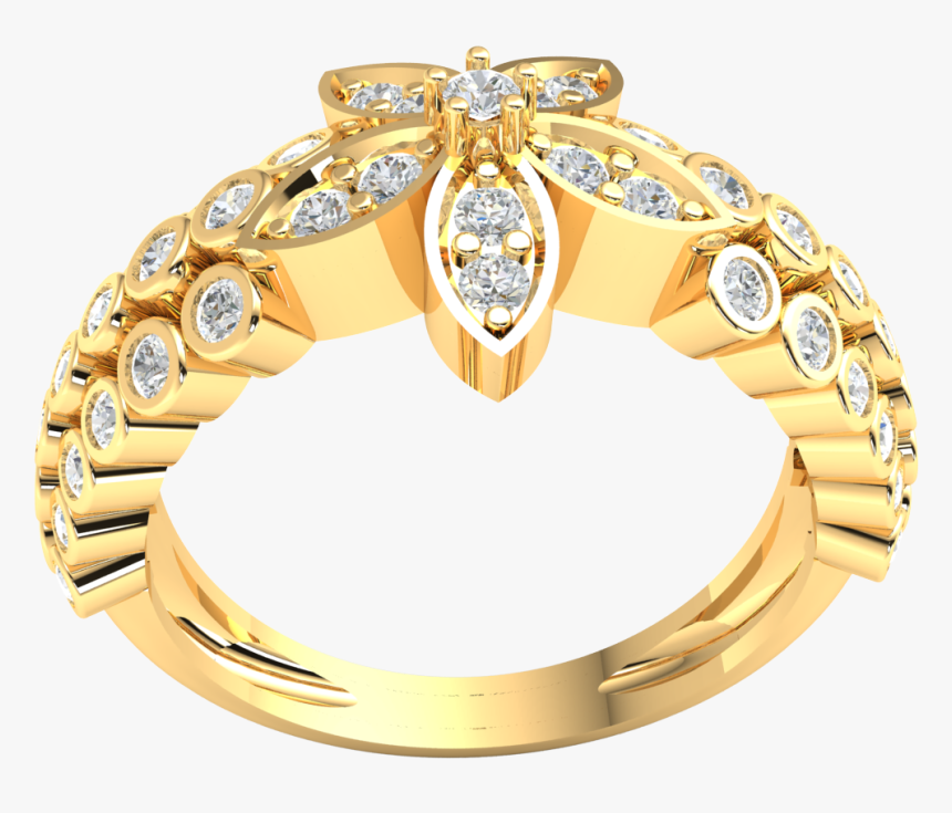 0 7ct Round Brilliant Cut Diamond Flower Engagement - Engagement Ring, HD Png Download