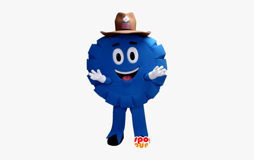 Blue And Round Mascot, Cowboy, Sheriff, Poker Chip - Poker Chip Mascot, HD Png Download