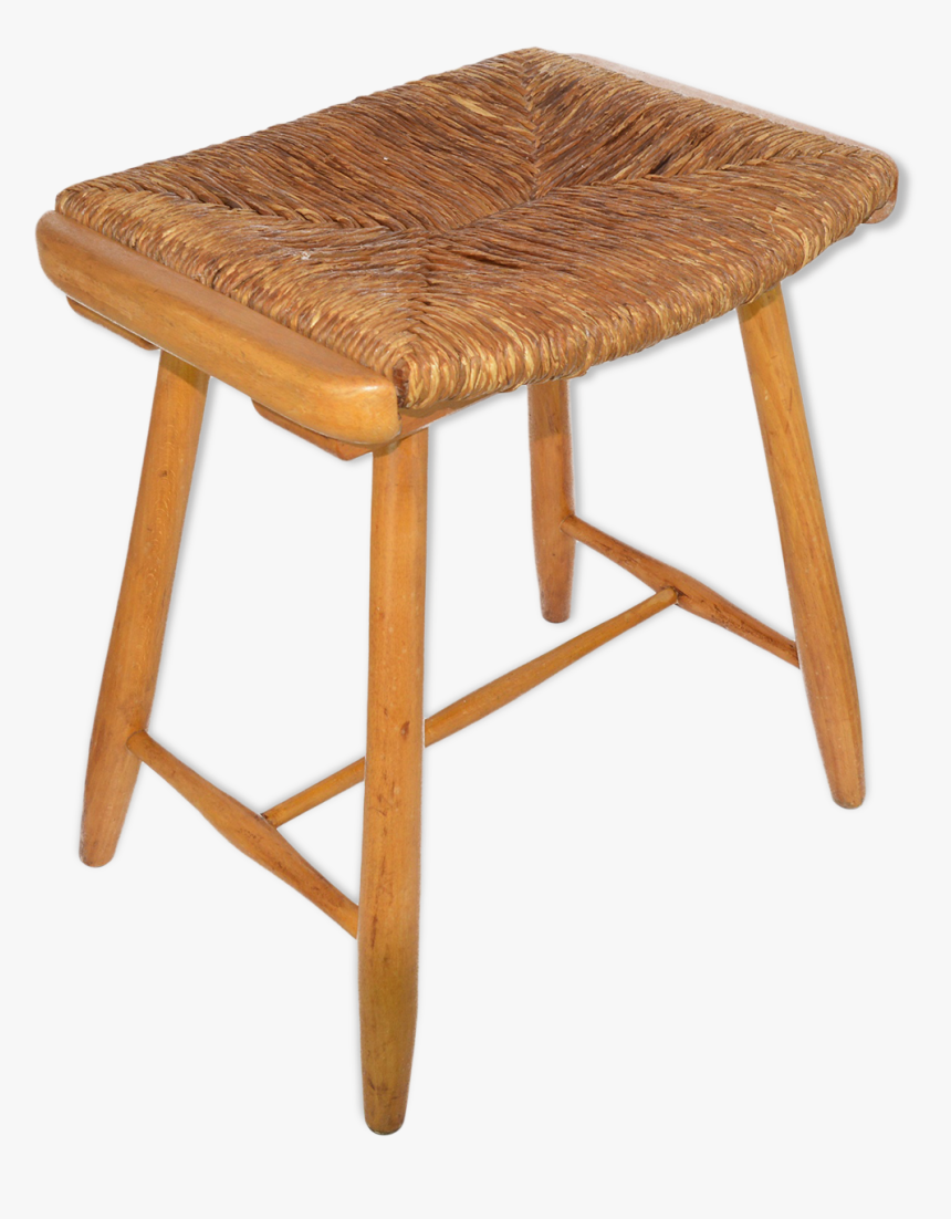 Rustic Stool With Seagrass Seat, Poland, 1950 
 Src - Wood Guitar Stool, HD Png Download