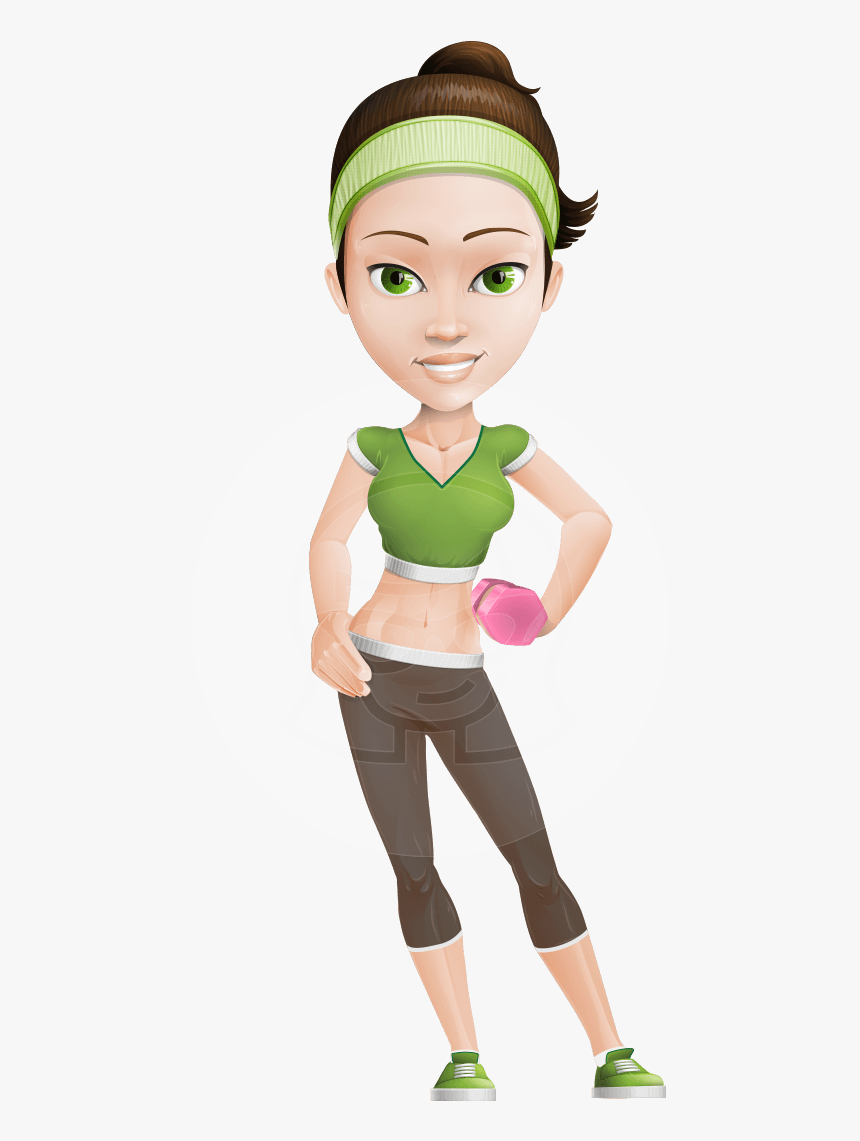 Fit Girl Cartoon Vector Character Aka Penny The Gym - Build On Phrasal Verb, HD Png Download