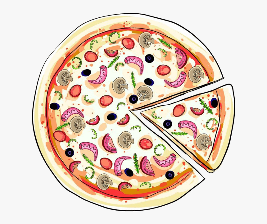 手绘樱花素材 - 披萨 手绘, HD Png Download