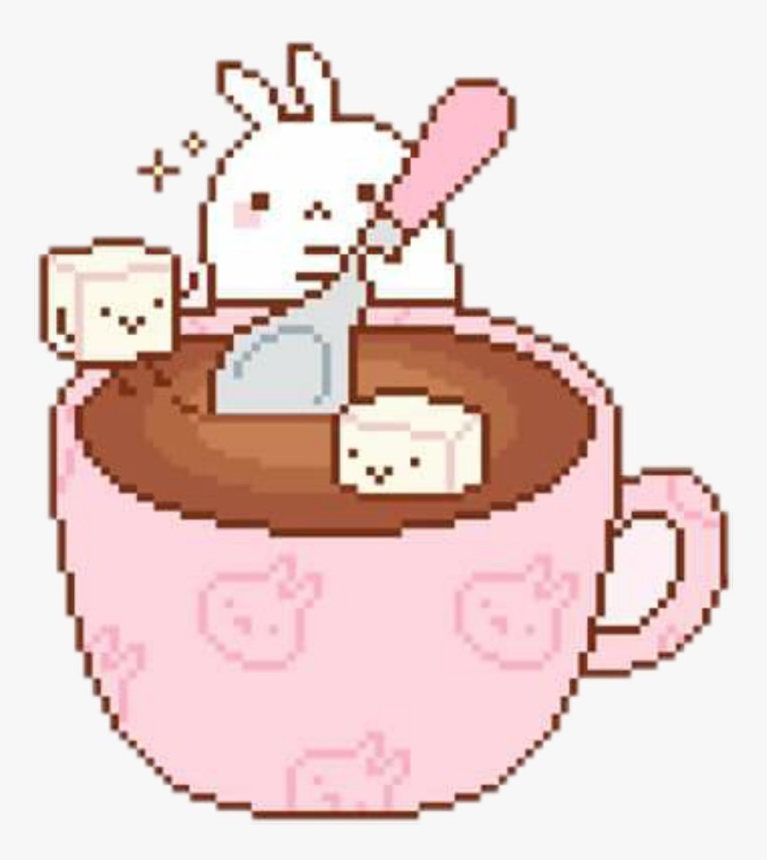 #freetoedit #cute #kawaii #pixel #pastel #bunny #coffee - Cute Coffee Pixel Art, HD Png Download