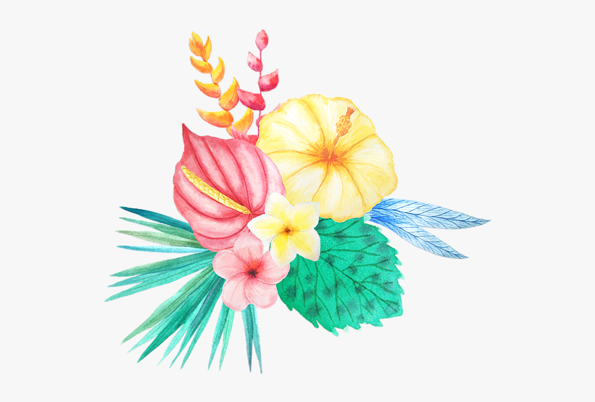 Watercolor Tropical Flowers Clipart, HD Png Download