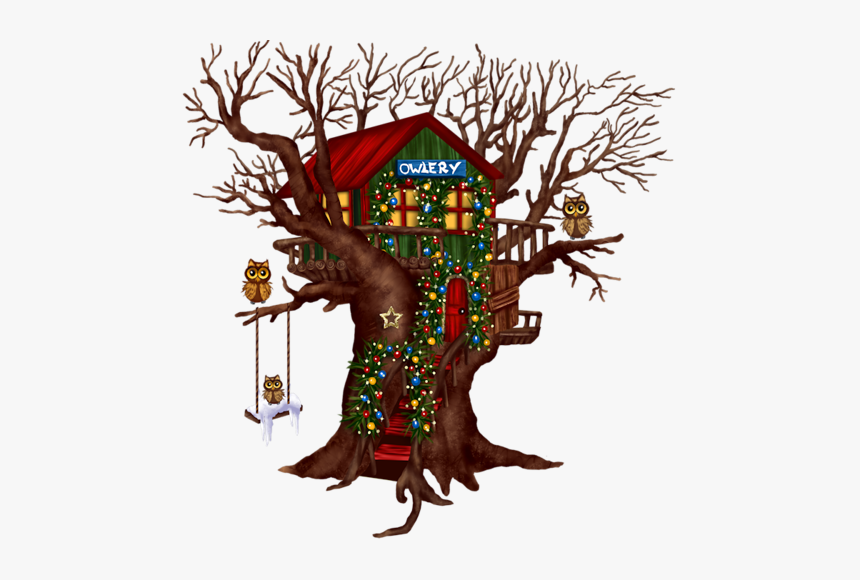 #christmas #tree #treehouse #festive #brown #decoration - Καλο Μηνα Ιανουαριο, HD Png Download