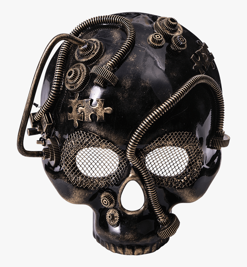 Golden Steampunk Skull Half Mask - Plaster Mask Skull, HD Png Download
